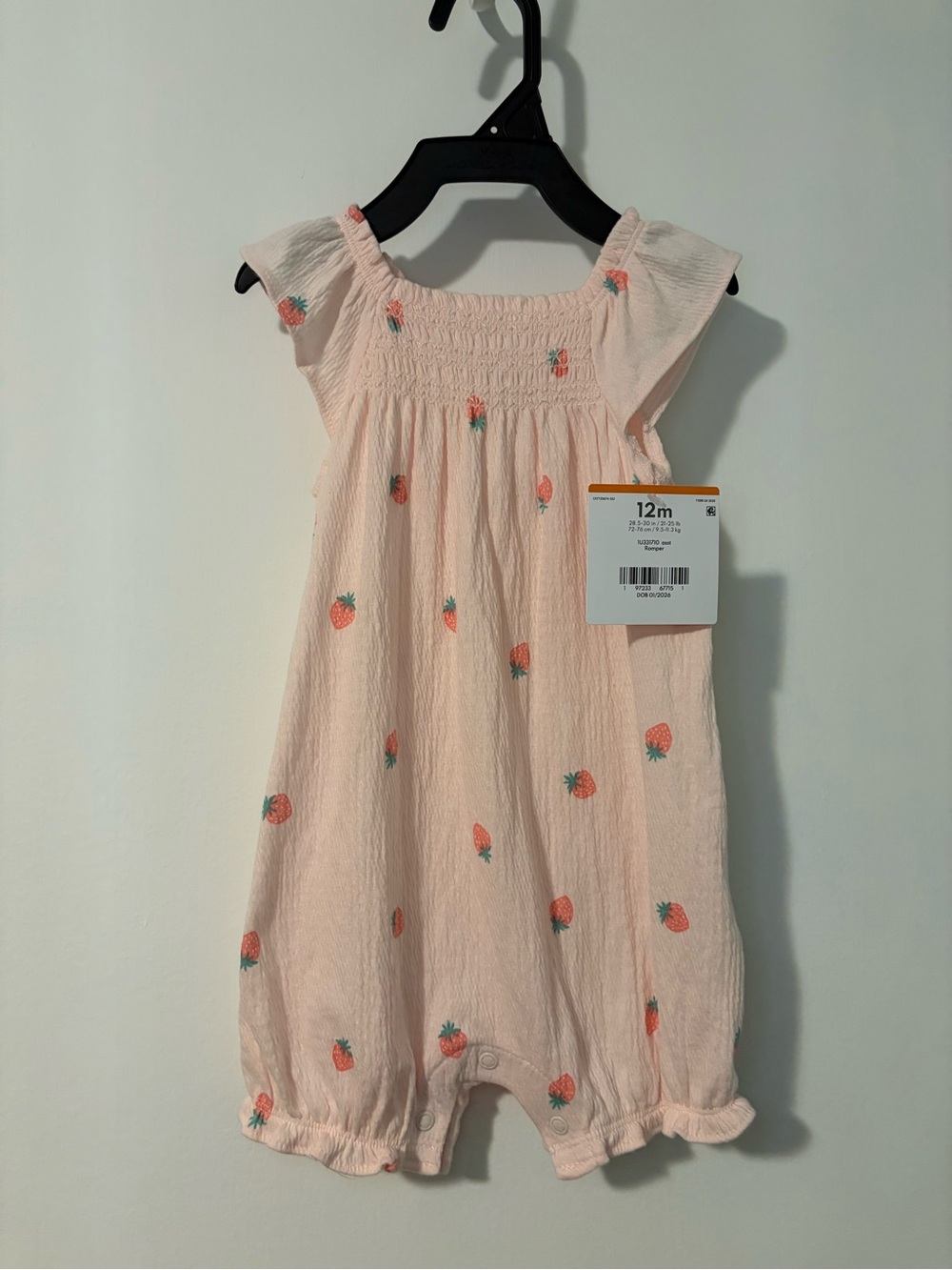 Pink Strawberry-Print Baby Girls' Romper